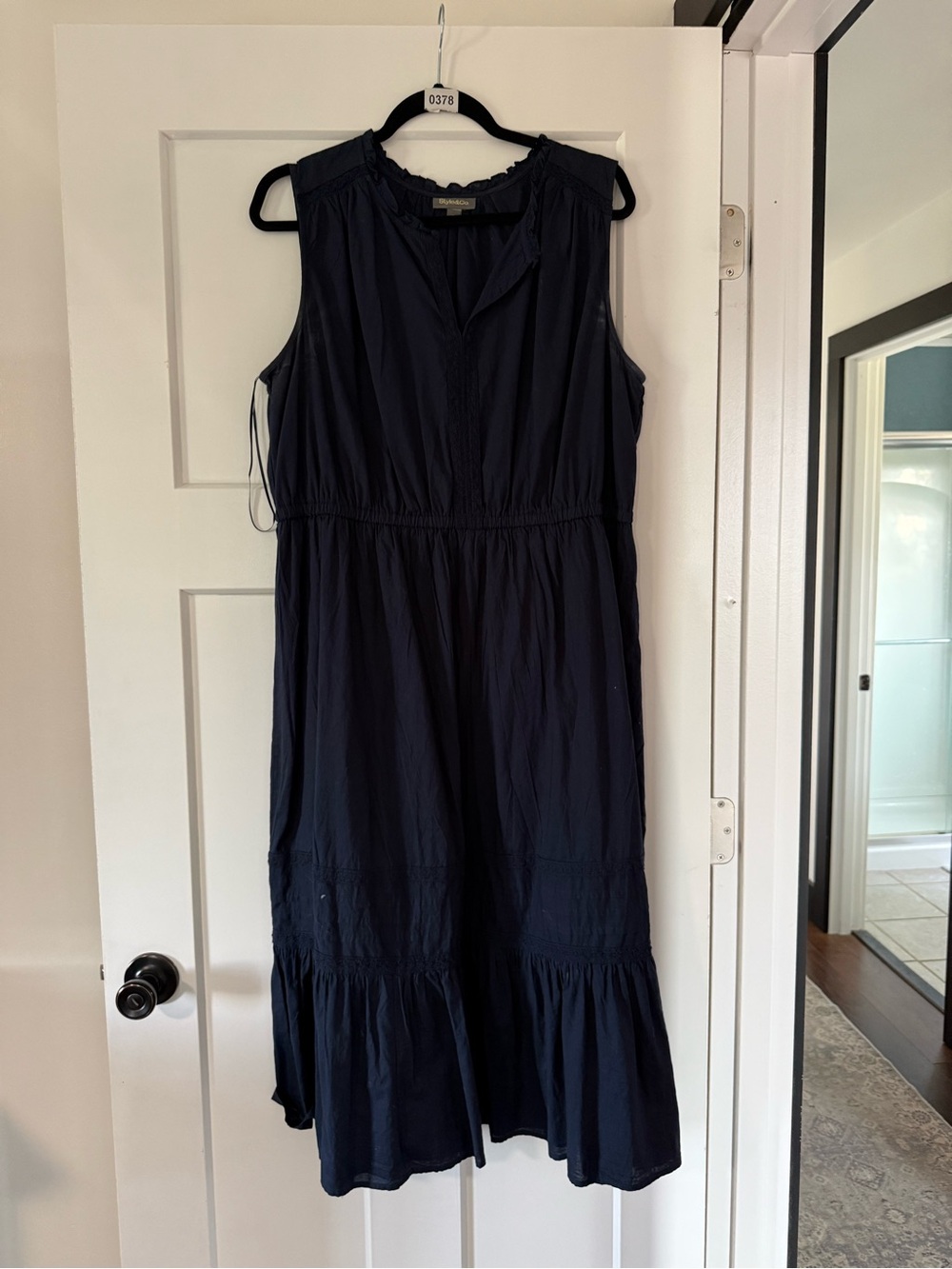 Sleeveless Navy Midi Dress - Lightweight Summer Style